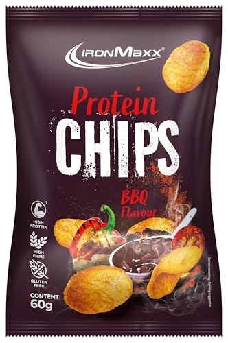 IronMaxx High Protein Chips – Barbecue 60g | Low Carb, Glutenfrei & Zuckerarm | Knuspriger Eiweiß-Snack