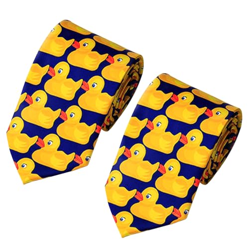 UILYNIU Herren Schmale Krawatte 8 cm - Ducky Tie für Party, Hochzeit, Büro oder Festliche, 2 Stück, Einheitsgröße