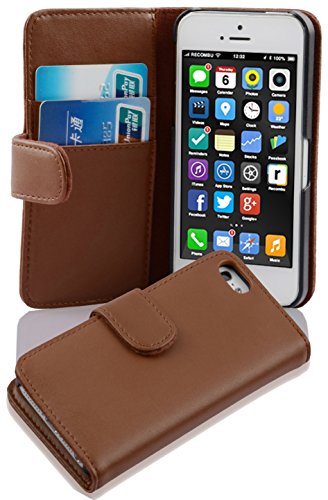 Cadorabo Hülle kompatibel mit Apple iPhone 5C aus Premium Kunst Leder Flip Klappbare Stoßfeste Magnetische [Standfunktion] [Kartenfächern] Cover Hülle für iPhone 5C Tasche in Braun
