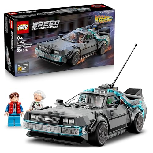 LEGO Speed Champions Zeitmaschine aus Zurück in die Zukunft - Kinder Spielzeug mit Automodell und 2 Minifiguren - Marty McFly und Doc Brown - Kreatives Geschenk für Kinder ab 9 Jahren - 77256