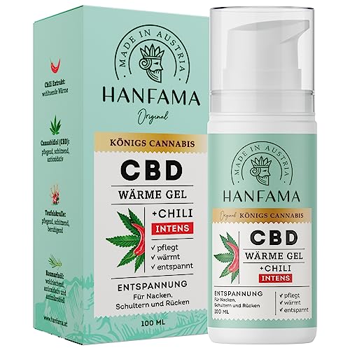 Teufelskralle Hanfama CBD Wärme Gel Intens | Wärmesalbe mit Cannabis, Capsaicin | Sofortiger Wärmeeffekt | Für Massagen zur Muskelentspannung | Dermatologisch Getestet, 100ml