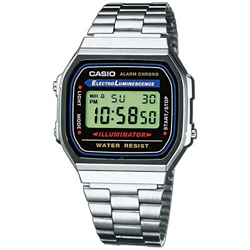Casio Unisex ErwachseneArmbanduhr Digital Quarz Edelstahl A168WA-1YES