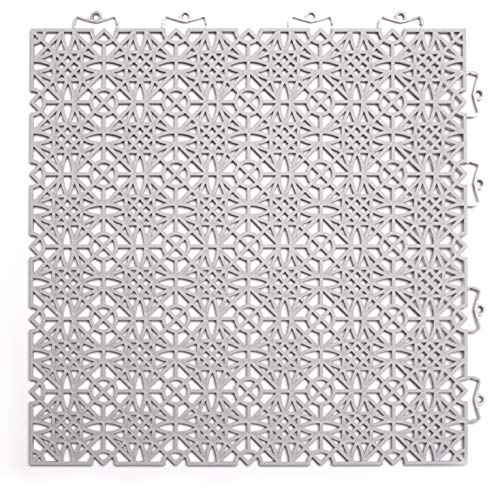 andiamo Terra Sol Terassenfliesen Klicksystem - Kunststoffplatten Außenbereich für Balkon - Terassenboden außen - Balkon Bodenbelag wetterfest - Kunststoffplatte innen 1 Quadratmeter hellgrau