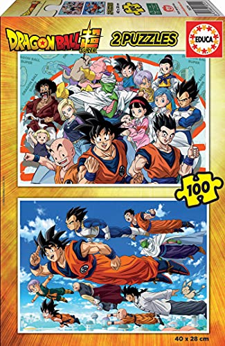 Educa - Puzzle 100 Teile | Dragon Ball Super, Puzzle-Set 2 x 100 Teile, Kinderpuzzle ab 6 Jahren, Mehrfarbig (18214)