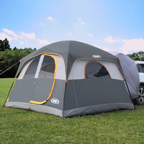 UNP Heckzelt Auto, SUV Zelt für Camping 6 Personen - 2 in 1 Autozelt Einfacher Aufbau mit Regenschutz, Familienzelt 3 m x 2,7 m x 2 m (H) (Grau)