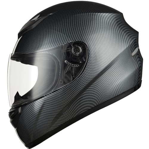 Favoto Motorradhelm Integralhelme für Erwachsene Vollvisierhelm Mopedhelm für Herren Damen Atmungsaktiv ECE Zertifiziert XL (61cm) Kohlefaser
