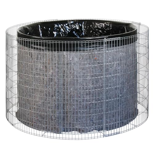 bellissa – Gabionen-Wasserfass Bausatz mit 750 L Füllvolumen rund 130x130x80cm – Garten Zubehör DIY-Kit mit Gabionen, Teichfolie und Trenn-Vlies - Wetterfest & langlebig als Regentonne & Regenfass