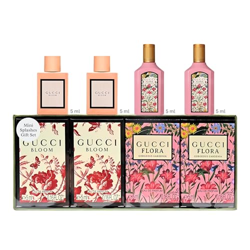 Gucci Parfums für Frauen - 4 Stück Damenduft Geschenkset für Frauen - 2x Gucci Bloom Parfüm für Frauen 4,5 g und 2x Gucci Flora Parfüm für Frauen 4,5 g