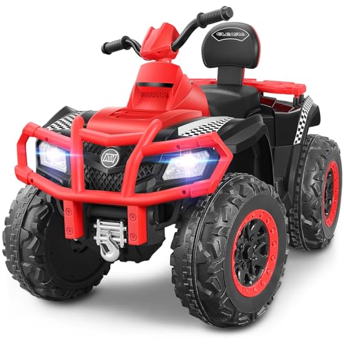 ELEMARA 2 Sitzer Kinder Quad für große Kinder,12V Elektrisches Auto für Kinder,Kinderquad ATV,Musik & Hupe,2 gefederten Rädern,Kinderquad mit Vorwärts-Rückwärtsfunktion,Elektrofahrzeuge ATV,Rot