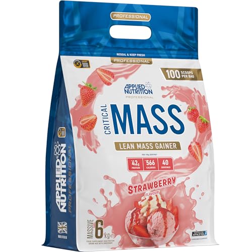 Applied Nutrition Mass Gainer Critical Mass Professional – Protein Pulver für die Gewichtszunahme, Hochkalorischer Weight Gainer, Reine Muskelmasse (6kg (Pack of 1), Strawberry)