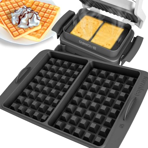 Waffeleinsatz kompatibel mit Tefal OptiGrill Standardmodellen, 4in1, 2in1, Elite, Plus +, Backschaleneinsatz aus Silikon, Belgische Waffeln, Waffel, Zubehör