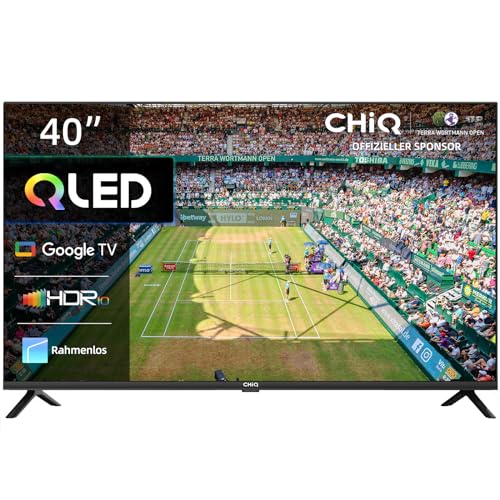 CHIQ L40QG7V 40 Zoll QLED TV, HDR10, Rahmenloses Design, Google TV, Google Assistant, Chromecast Built-in HDR10 und HLG, Quad-Core A55 CPU, 2,4/5 GHz Dual-Band-WLAN, DBX-tv