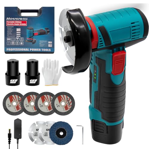 Mini Winkelschleifer, 19500PRM Professional Winkelschleifer Akku, 76mm Schneideklinge, Kabelloses Trennschleifer mit 2 Batterien, Geeignet zum Schneiden und Poliere