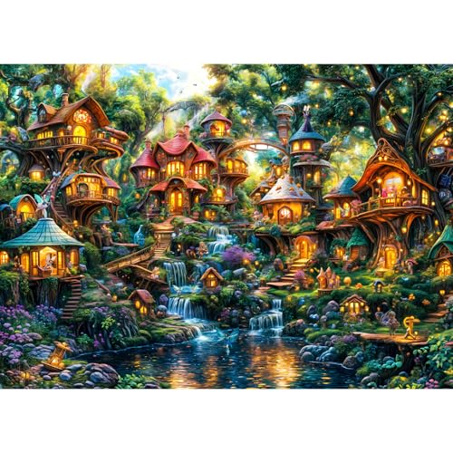 Puzzle 1000 Teile,Puzzle Erwachsene, EIN Herausforderndes Rätsel,Puzzlespiele für Die Ganze Familie,Geschenke für Frauen,Geschenke für Männer,Thema:Kleines Elfendorf