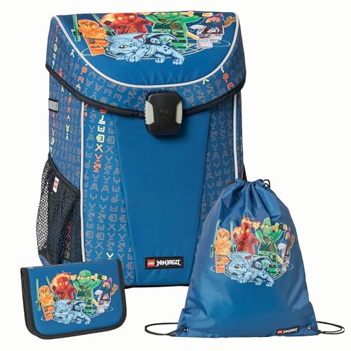 SKANDO BAGS NINJAGO Easy Light Schulranzen-Set - Kinderfreundliches Design mit geräumigem Rucksack, Fach für Lunchbox und reflektierenden Elementen, Family
