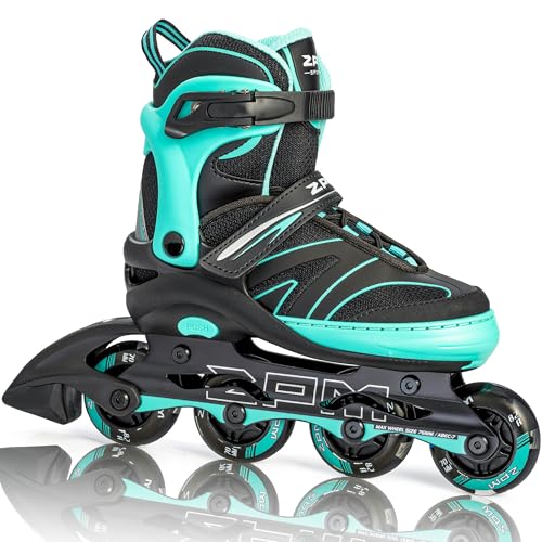 2PM SPORTS Größen Verstellbar Inliner für Kinder, Mädchen Jungen Inline Skates mit 82A PU Rollen für Damen/Herren Youngster Anfänger