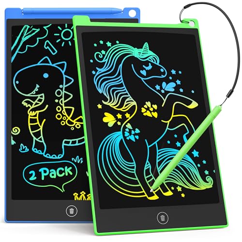 TECJOE 2-Pack LCD Schreibtablett, 10-Zoll buntes Doodle Board für Kinder, elektronische Zeichnung Tablet Zeichnung Pads, Geschenke für 3–6-Jährige (Blau und Grün)