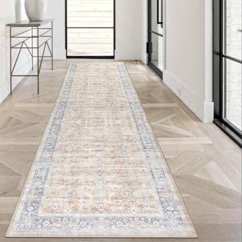 Homcomodar Boho Läufer Teppich für Flur 80x300cm Vintage Flur Läufer Teppiche Waschbare Distressed Küchen Läufer Teppiche für Entryway Wäsche Daneben