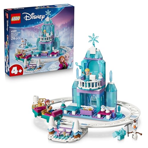 LEGO ǀ Disney Frozen Elsas Schlittenfahrt um den Eispalast - Spielzeug inkl. Anna- und ELSA-Minipuppen, Olaf Figur sowie Eisenbahnschienen und Schneewagen - Geschenk für Mädchen ab 4 Jahren - 43281