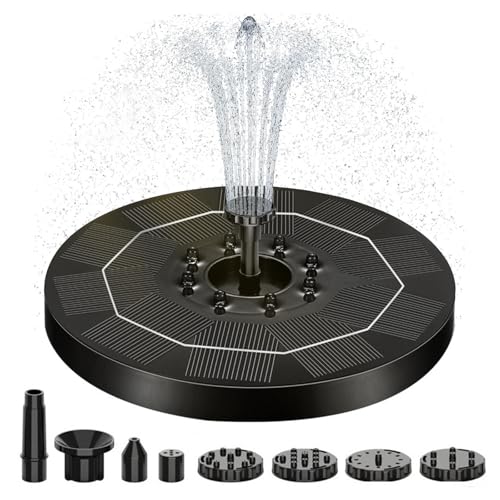 Solar Springbrunnen mit LED Licht, 2025 Upgrade 3W Solar Teichpumpe mit 1500mAh Akku, 6 Düse Solar Wasserpumpe, Solar Schwimmender Fontäne Pumpe für Garten, Teich, Vogel-Bad