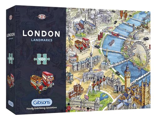 London Sehenswürdigkeiten | 1000 Teile Puzzle | London-Karte Puzzle | Nachhaltiges Puzzle für Erwachsene | 100% recyceltes Premium-Karton | Tolles Geschenk für Erwachsene | Gibsons Games