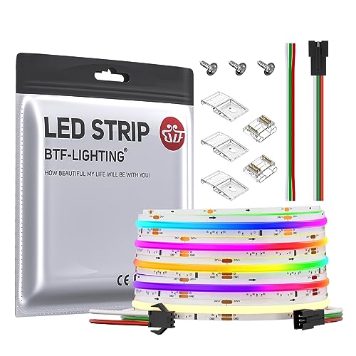 BTF-LIGHTING COB FCOB SPI RGBWW RGB+Warmweiß(3000K) flexibel Hochdichte LED Streifen WS2814 IC RGBW LED Stripe 5M 784LEDs/m 24V IP30 programmierbar Chasing Farbe(ohne Netzteil & Controller)