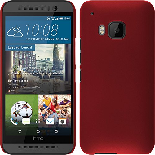 PhoneNatic Case kompatibel mit HTC One M9 - Hülle rot gummiert Hard-case + 2 Schutzfolien