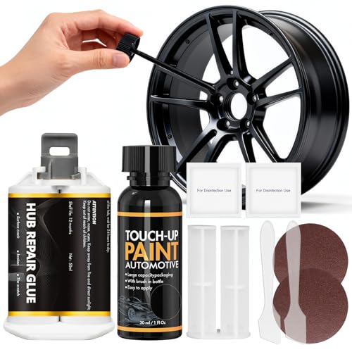 NoxGule Alufelgen Reparatur Set, Felgenlack Schwarz Glänzend, Felgenlack Schwarz Matt, Wird zur Ausbesserung von Kratzern und Abriebstellen an Felgen Verwendet, für Schwarze Aluminiumfelgen