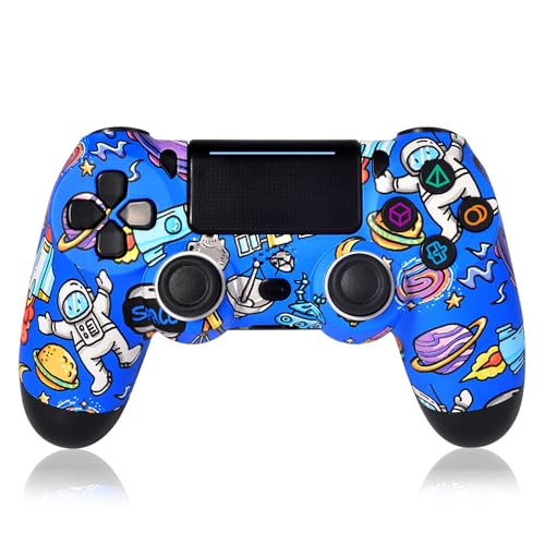 SWCTIM Wireless Controller für PS4,Game Controller Kompatibel mit PS4/Slim/Pro,Gamepad Joystick mit 3.5mm Kopfhörerbuchse,Doppelter Vibration,6-Achsen Gyro Sensor,Blau