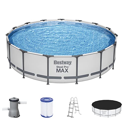 Bestway® Steel Pro MAX™ Aufstellpool Komplett-Set mit Filterpumpe Ø 457 x 107 cm, lichtgrau, rund