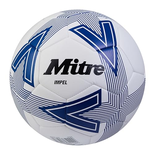 Mitre Impel L30P Fußball, hohe Strapazierfähigkeit, Formbeständigkeit, Weiß/Blau, 5