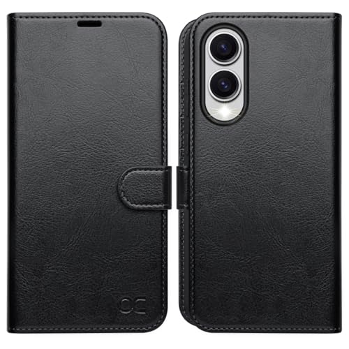 OCASE Kompatibel für Samsung Galaxy S25 Edge 5G Hülle Premium Lederhülle Klappbar RFID Schutzhülle Tasche Magnet Kartenfach Standfunktion Klapphülle Schutzhülle für Samsung Galaxy S25 Edge Schwarz
