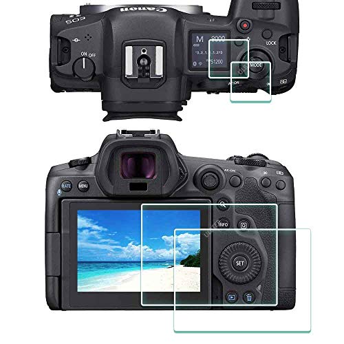ULBTER Displayschutzfolie Schutzfolie für Canon EOS R5 +OBEN Displayschutz, EOS R5 9H Härte LCD Gehärtetes Glas Kratzfest Anti-Fingerabdruck Anti-Staub Blasenfrei [2+2 Stück]