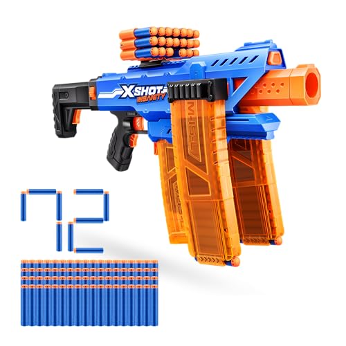 XSHOT Insanity motorisierter Clip Mania Blaster von Zuru mit 72 Air Pocket Technologie Darts und Dart-Lagerung. Outdoor-Spielzeug für Jungen und Mädchen, Teenager und Erwachsene