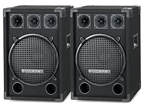 McGrey Paar DJ-1222 DJ PA Lautsprecher Box 30cm (12“) Subwoofer 1200W (Passiv, 2-Wege System, Holzgehäuse)
