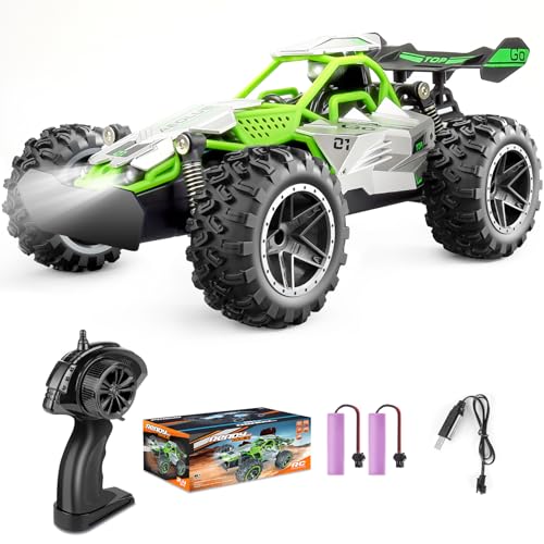 Pmgud Ferngesteuertes Auto, 2,4 GHz 1:18 Proportional 2WD 20+ km/h Hobby Offroad Monster RC Truck, wasserdichte RC Truggy RTR Geländegängig Spielzeug - Grün