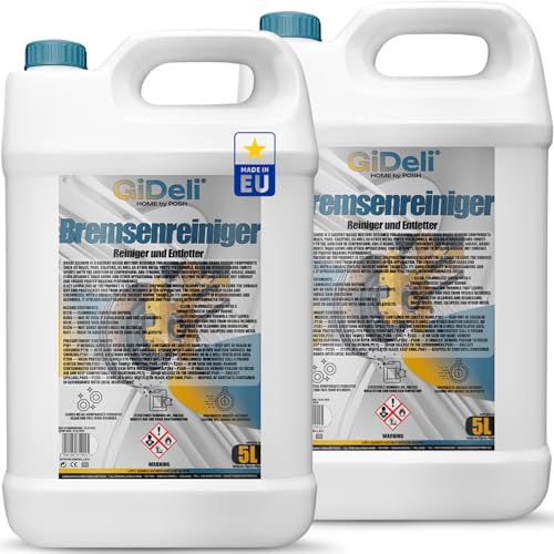 GiDeli Bremsenreiniger 2X 5L - für Auto, Motorrad & Fahrrad - entfernt Öl, Fett, Bremsstaub, Klebereste - Werkstatt-Entfetter, schnell trocknend, rückstandsfrei