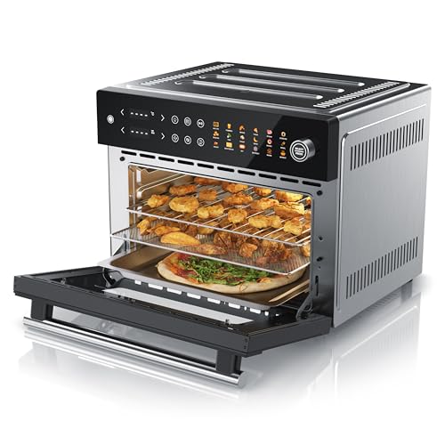 Arendo - Minibackofen 30l - Heißluftfritteuse 30 Liter - Edelstahl - Multifunktionsofen Umluft - mini Backofen Airfreyer XXL - 1800 Watt - Ofen mit 18 Programme - großer Innenraum mit 4 Ebenen