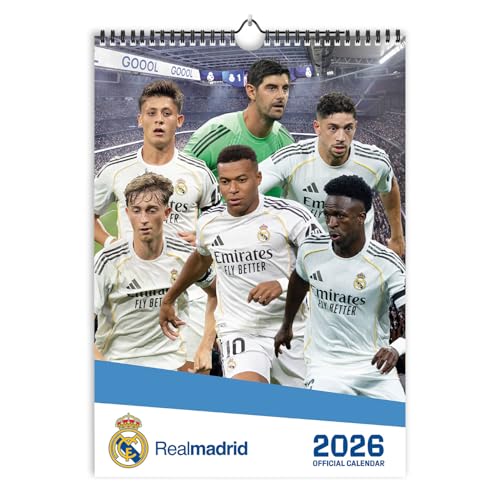 Grupo Erik Real Madrid Kalender 2026 Wandkalender 2026 - A3 Kalender 2026 Familienplaner 29,7 x 42 cm 12 Monate - Offizieller FC Real Madrid Fußball Fanartikel Geschenke