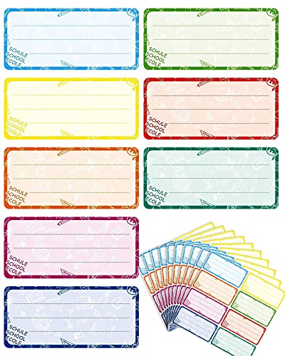 JEJA Etiketten Selbstklebend Schule Kinder 80 Stück, Aufkleber zum Beschriften, Klebeetiketten, Ordnerrücken Selbstklebend, Bunt Etiketten Schule Namensetiketten Buchetiketten Wasserflasche