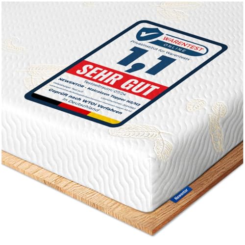 Newentor® Matratzen Topper 200x200cm H2 H3, Matratzentopper 200x200 Schlafsofa Bett Gelschaum, Mattress Topper 200x200 Boxspringbett Öko-Tex Zertifiziert Gel Bezug Kaltschaum 7CM Höhe
