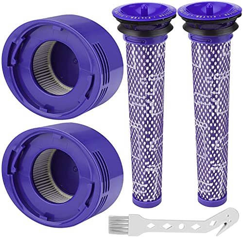 Dyson V8/V7 Ersatzfilter, waschbar, Absolut- und Animal-Ersatzfilter, 2 HEPA-Postfilter, 2 Vorfilter mit Reinigungswerkzeug