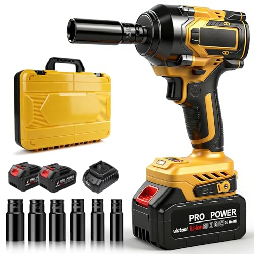 VOBOR 21V Akku Schlagschrauber 650N.m, mit 2x4000mAh Akku, LED-Licht und 6 Stecknüsse, Bürstenloser Drehschlagschrauber für Schraube und Mutter Auto LKW Reifen Removal