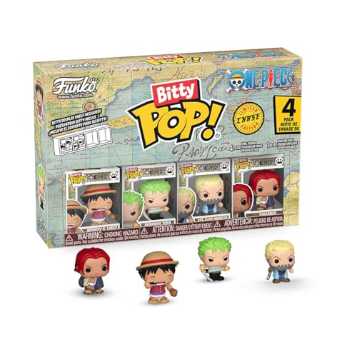 Funko Bitty Pop! One Piece - Luffy 4pk und eine Überraschungs-Mini-Figur - 0.9 Inch (2.2 cm) - Monkey D. Ruffy Sammlerstück Stapelbares Display-Regal Inklusive - Geschenkidee - Kuchenaufstecker