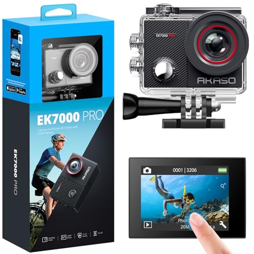 AKASO Action Cam 4K 20MP WiFi 40M Unterwasserkamera Wasserdicht Ultra HD Touchscreen Einstellbar Weitwinkel EIS Actioncam mit 2.4G Fernbedienung und 25 Zubehör Kit