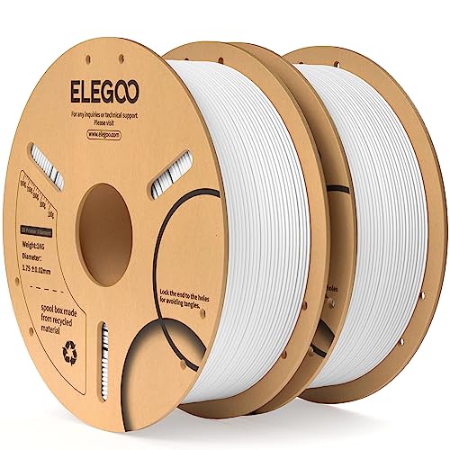 ELEGOO PLA Filament 1.75mm Weiß 2KG, 3D Drucker Filament Maßgenauigkeit +/- 0,02 mm, 2kg Pappspule (4.4lbs) Filament-3D-Druckmaterialien Passt für die Meisten 3D Printer