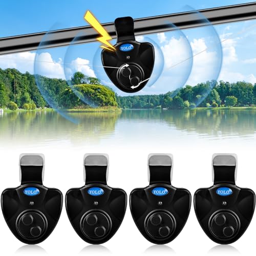 Vegena Elektronisch Bissanzeiger Angeln, 4 Stück Elektronische Bissanzeiger, Elektronischer Bissanzeiger Angeln Set, Empfindsame Angeln Bissanzeiger Elektronisch mit LED Leuchtanzeiger