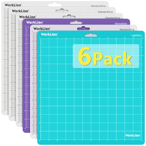 Worklion Schneidematte für Silhouette Cameo 4/5/3/2/1 verschiedene selbstklebende Quilt-Schneidematten Ersatz für Silhouette Cameo Zubehör (4 StandardGrip, 1LightGrip, 1StrongGrip)