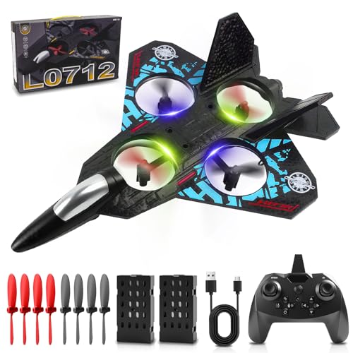 Afenau RC Flugzeug, 2,4 GHz Ferngesteuertes Flugzeug mit Batterien, 360° Surround Modellflugzeug Ferngesteuert mit LED, 6 Achsen Gyro Stabilisator RCFlugzeug Anfänger für Kinder Erwachsene (Blau)