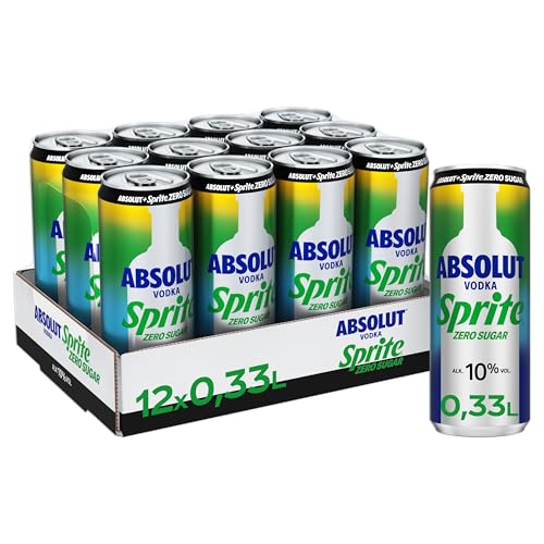 Absolut Vodka Sprite Zero Zitrone-Limette - alkoholhaltiges Mixgetränk (10% Vol) ohne Zucker aus Wodka und erfrischendem Zitronen-Limetten-Geschmack in stylischen Einweg Dosen (12 x 330ml)